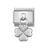 Nomination Composable Classic Link 331800/02 Four Leaf Clover Charm with CZ & 925 Silver